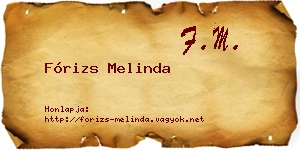 Fórizs Melinda névjegykártya