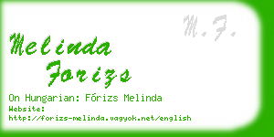 melinda forizs business card