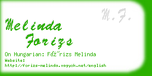 melinda forizs business card
